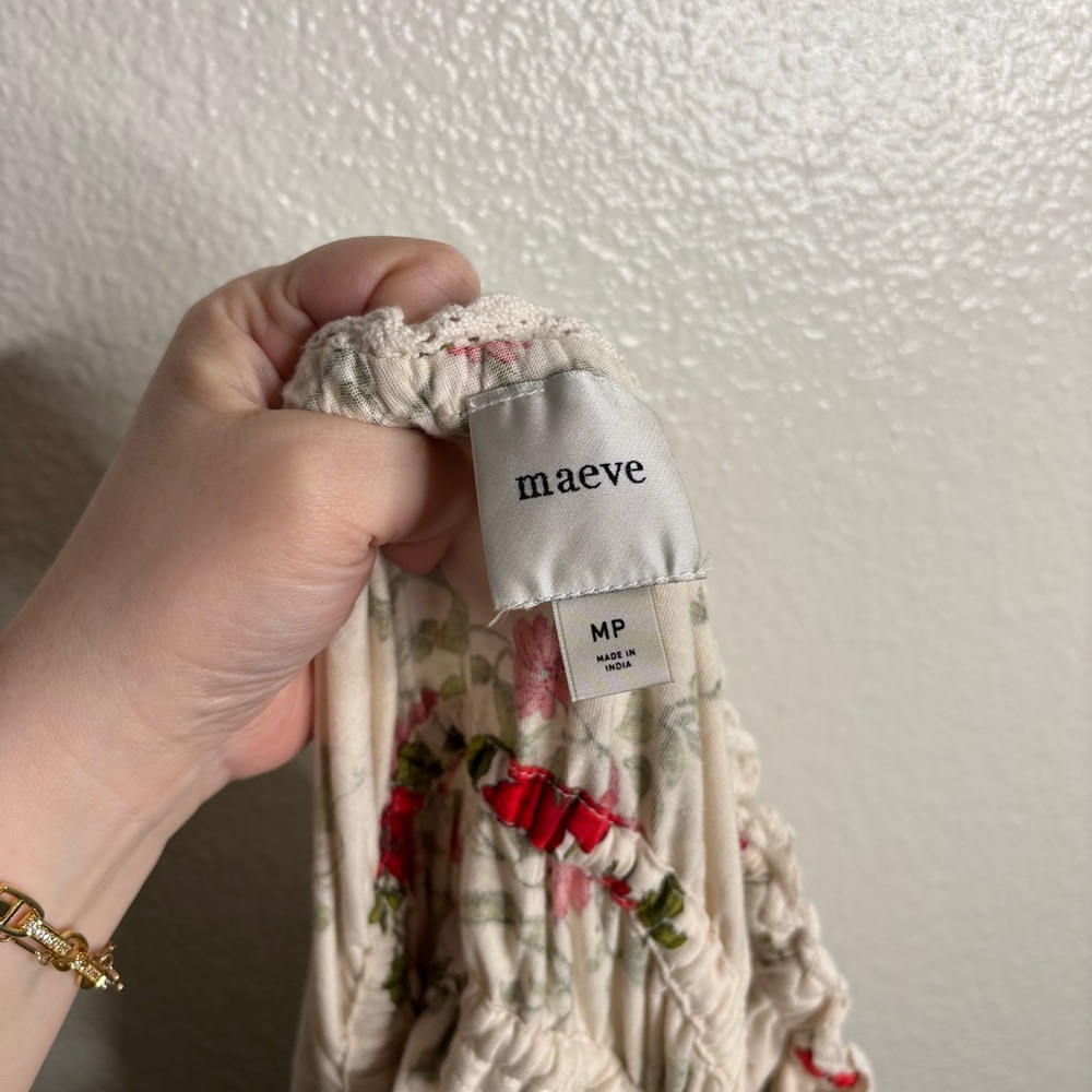Anthropologie Maeve Short-Sleeve Sweetheart-Neck Peplum Top size Medium Petite - Picture 7 of 9